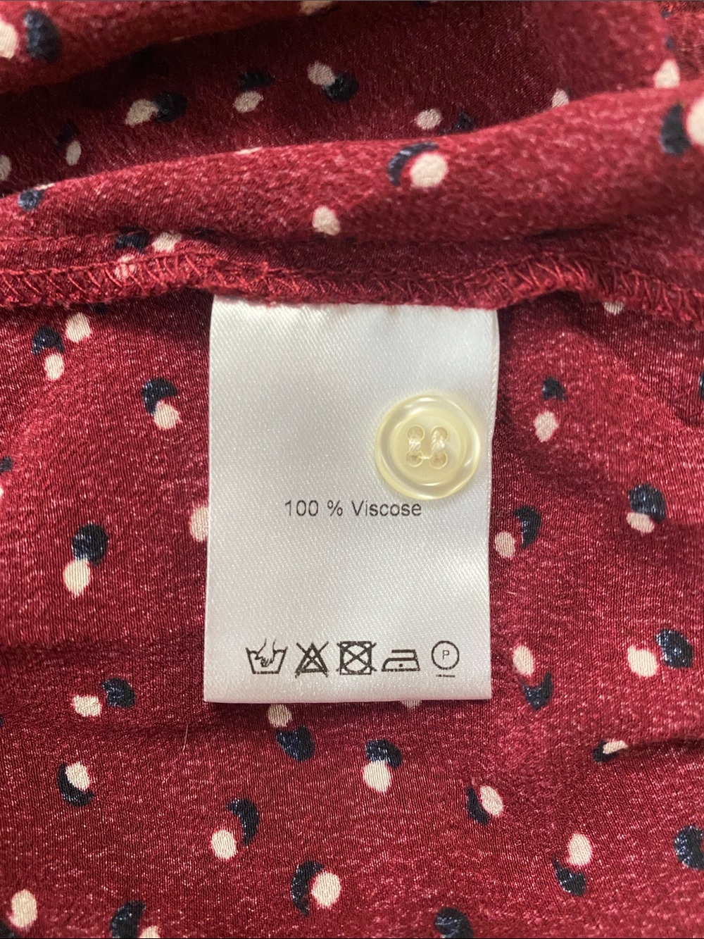 Rouje Gloria button up wrap midi skirt in maroon polka dot size 36 (4) - Picture 5 of 6